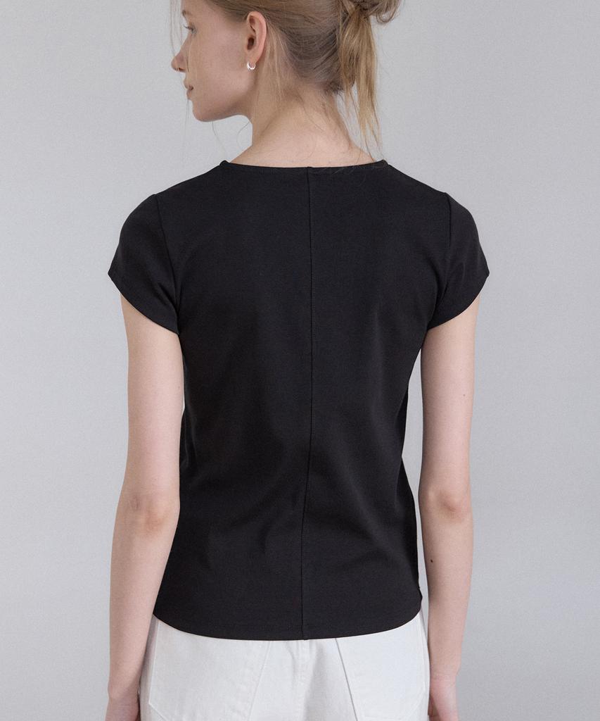 OURHOPE Logo Silky Slim Fit T-Shirt - Black