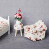 1:12 Dollhouse Miniature Floral Single Sofa for Living Rooms or Bedrooms