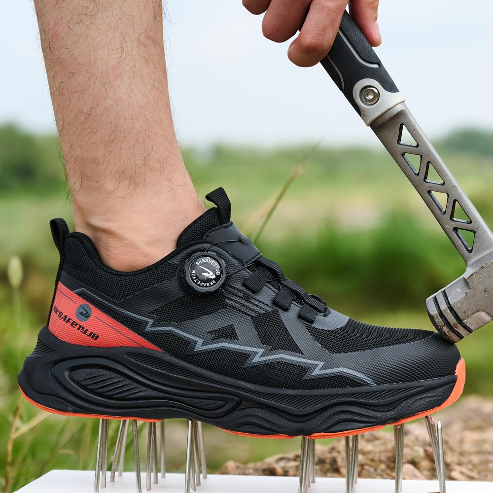 Rotating Button Steel Toe Shoes Safety Boots Men Anti-Smash Anti Puncture Work Sneakers Lightweight Protection Shoes Work Boots