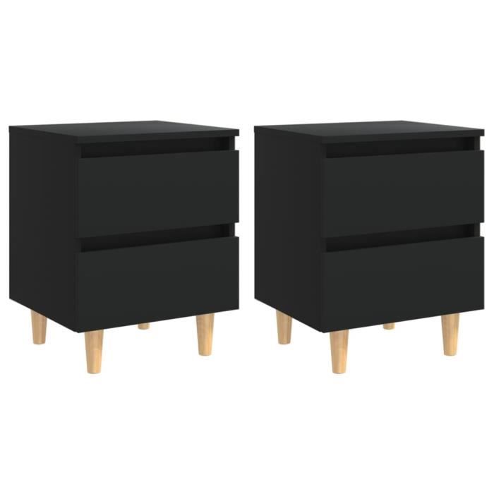 VidaXL Tables de chevet avec pieds en pin 2 pcs Noir 40x35x50 cm 805854