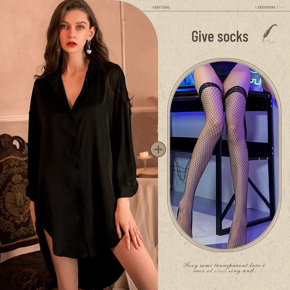 Übergröße Spitze Mesh Boyfriend Hemd - Sexy Dessous Loungewear für Frauen