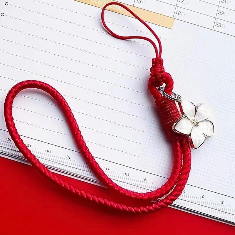 Vintage Artistic Phone Wrist Strap Charm Keychain Elegant Handwoven Flower Lanyard Anti-Drop Girl Woman Bracelet
