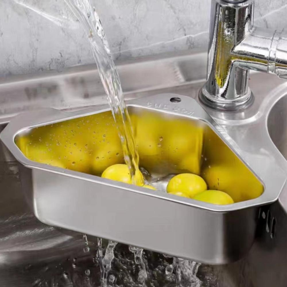 1pc 304 Stainless Steel Sink Drain Basket Triangular Sink Kitchen Sink Wash Basin Leftovers Filter Holder
