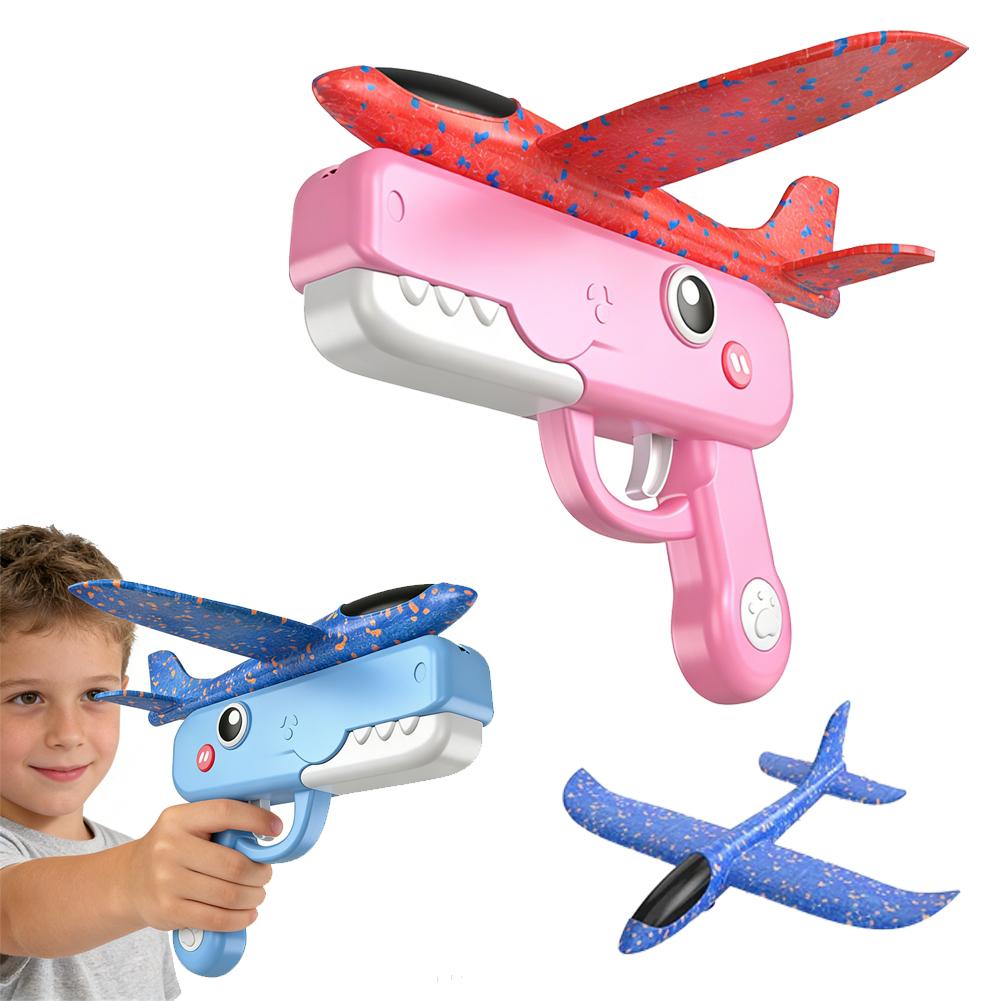 Kids Childrens 10m Catapult Airplane Toy Elastic Launch ABS Plastic Aerodynamic Design Bright Colors for Outdoor Parent Child Play Park