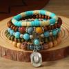New Turquoise Wood Beads Beaded Alloy Accessories Elastic Line Men's Bracelet