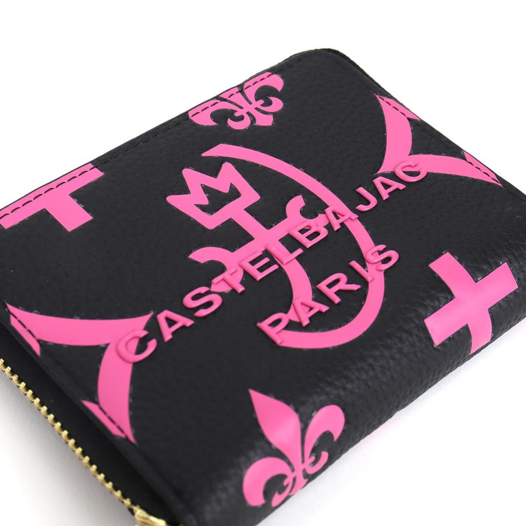 Castelbajac Bi-fold Wallet with Round Zipper, Claire Accessories 068632, Black