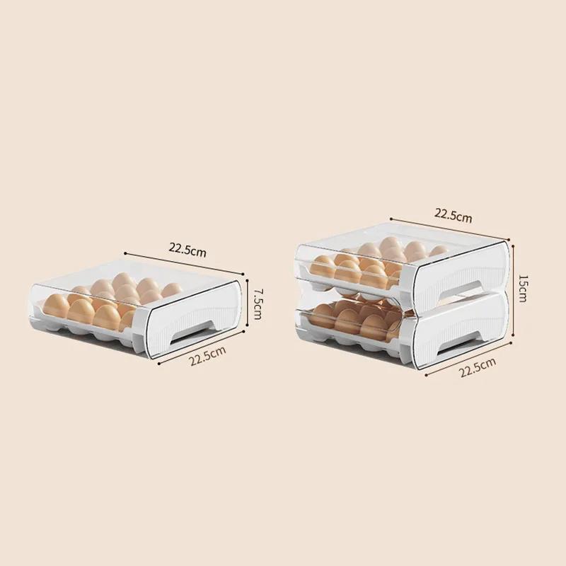 16/32 Grids Egg Storage Containers Double-Layer Pull-Out Drawer Egg Storage Box Plastic Egg Storage Tray Kitchen Accessories