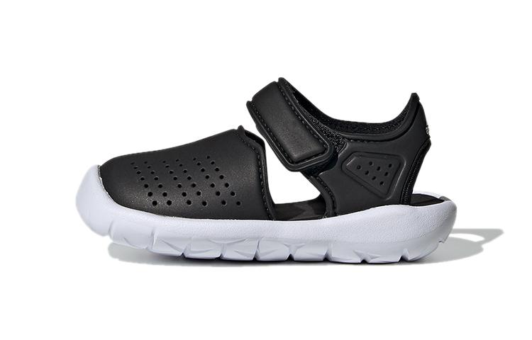 

Adidas Fortaswim Stripes I Slip Resistant Anti Kick Abrasion Resistant Low top Toddler Shoes Black White FW6042 26.5