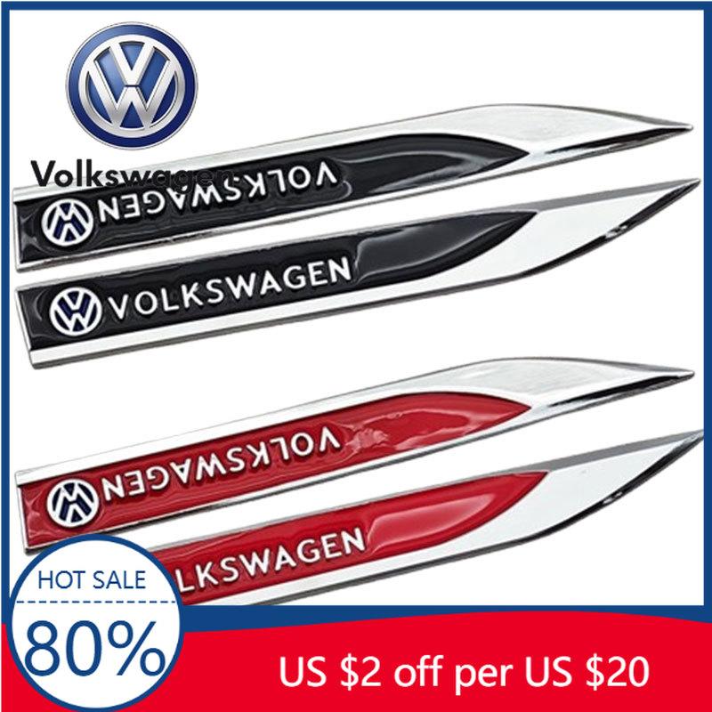 For VW Volkswagen Jetta MK5 Golf 2pcs Metal Volkswagen Logo Badge Car Fender Side Emblem Sticker For VW GTI Polo Golf MK8 Touare