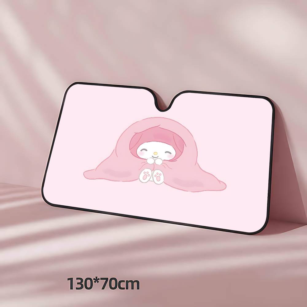M-My Melody Car SunShade Windscreen Front Window Visor 70x130cm Sun Visor Solar Protect Plaid Gift Novelty Car