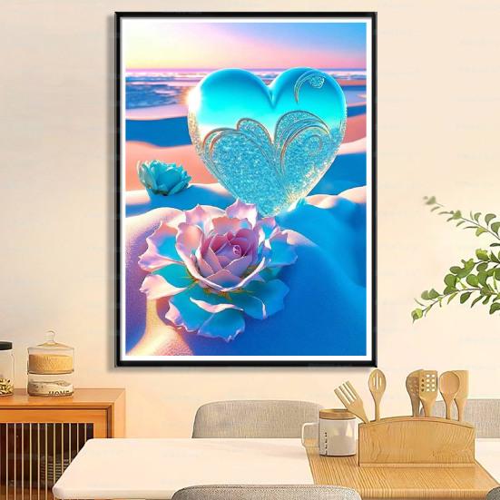 1 Set Rhinestone Painting Kit Exquisite Heart Flower Pattern Rhinestone Art Project Home Decoration