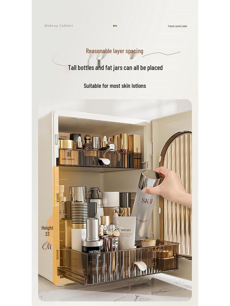 High-Capacity Dustproof Makeup Organizer for Skincare & Lipstick Storage