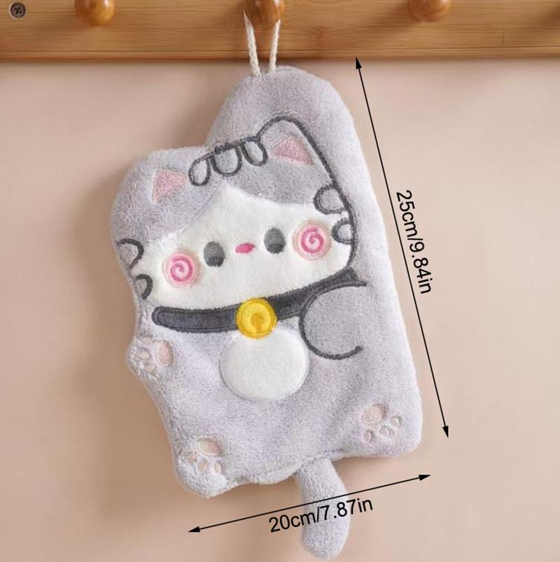 Cartoon Katze Handtuch Kawaii Handtuch Reinigungstuch Ideal für Küche Badezimmer Hängendes Handtuch Super Saugfähiges Taschentuch