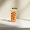 Transparent Plastic Food Jar with Bamboo Lid for Kitchen Storage