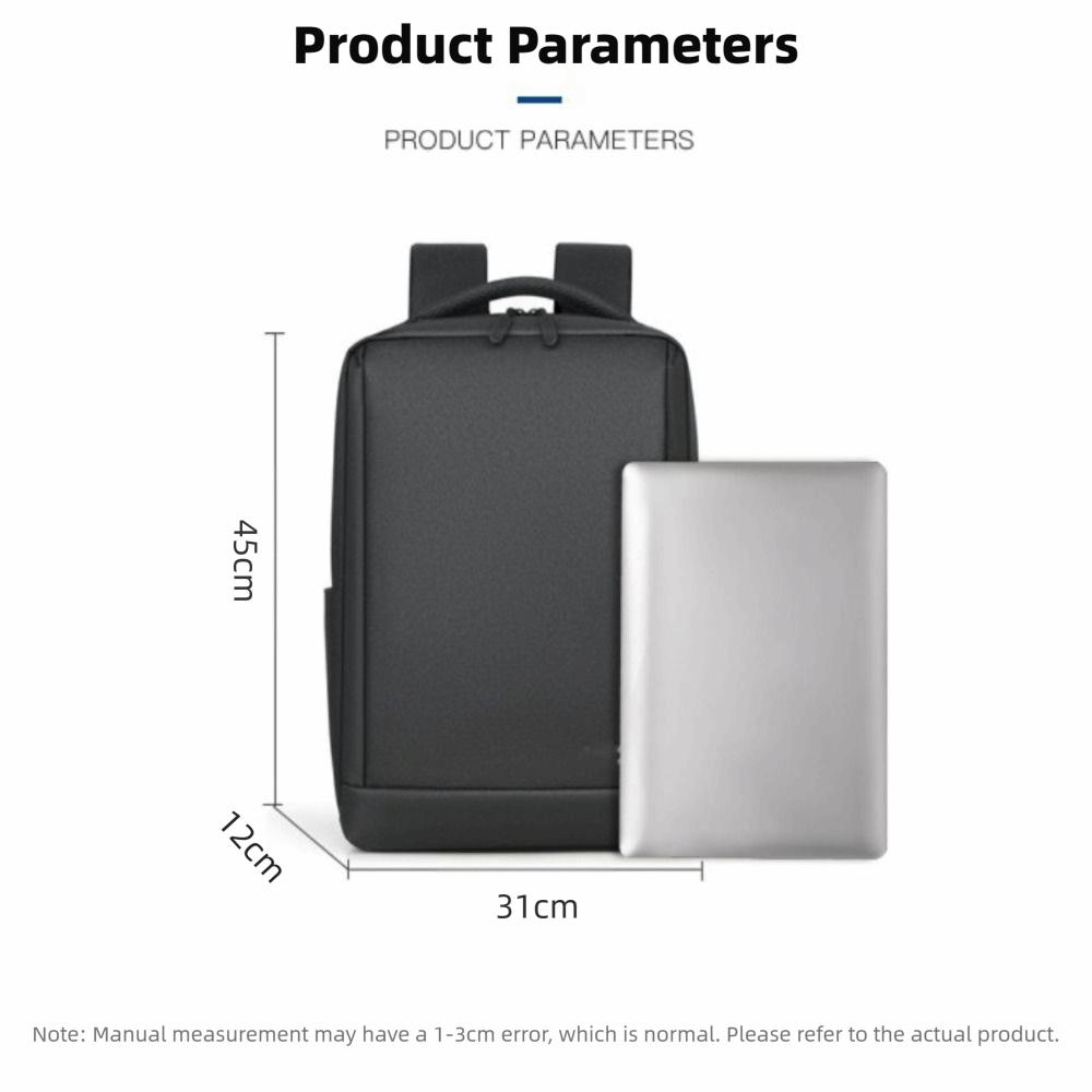 Ultra-thin Laptop Backpack with USB Charing Port High-capacity Business Men Bag Solid Color Waterproof Slim Back Pack