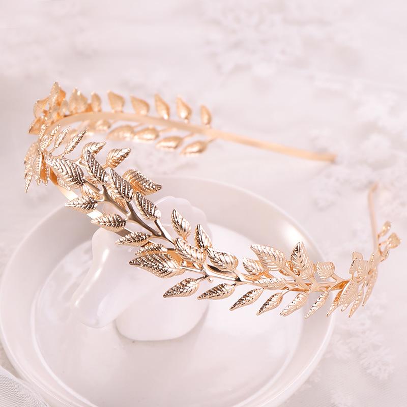 Gold Color Leaf Crown Tiara Headband For Women Bride Party Bridal Wedding Hair Accessories Jewelry Headband Crown Tiara Gift