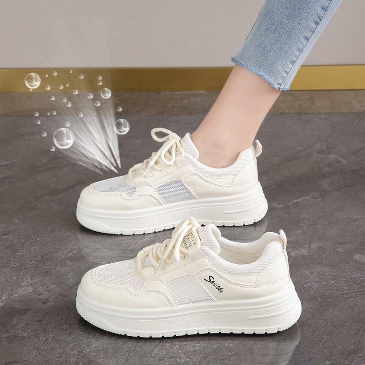 

2024 summer new fashion breathable little white shoes platform casual women s shoes mesh high-end sports shoes single shoes women 35 белый