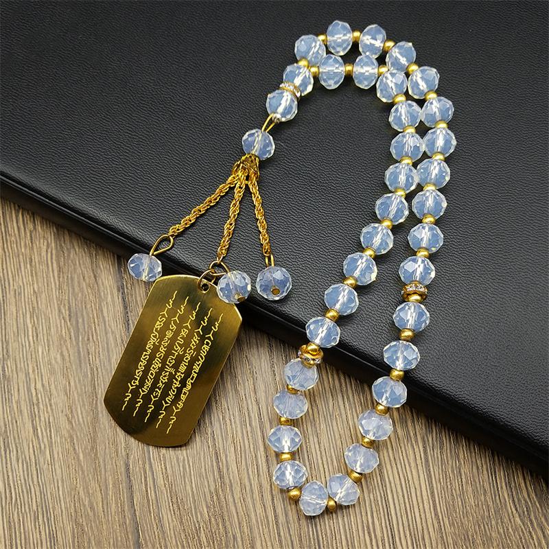 Thailändische Buddhistische Schriftzeichen Anhänger für Auto, Anhänger für Damen Herren Edelstahl Goldfarbe Religion Glaube Kristallkette Schmuck