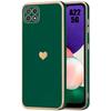 Protective Case - Samsung - Galaxy A22 5G - Night Green - Shockproof - Luxury Design Golden Heart