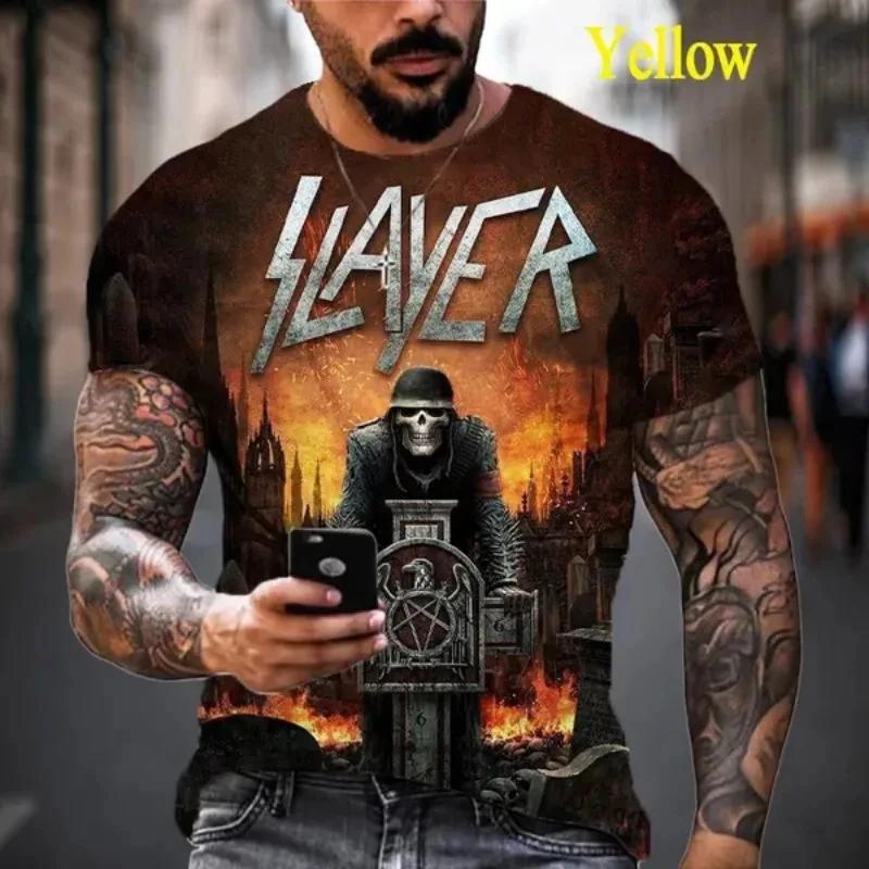 Neue Heavy Metal Rock Band Slayer Print T-Shirts 3D Herren Hip Hop Stil Kurzarm T-Shirt Lässige Jugend Persönlichkeit Kleidung