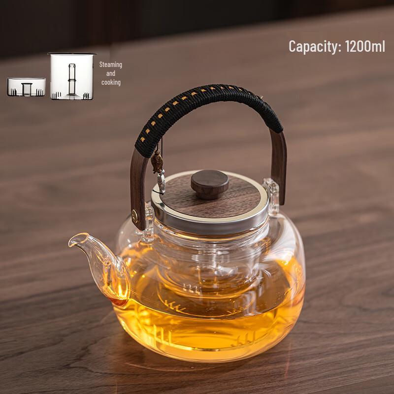 Heat-Resistant Glass Teapot with Lift Handle One Size