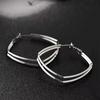 Silver Needle Geometric Heart Hoop Earrings - Retro & High-End Style for a Bold Look