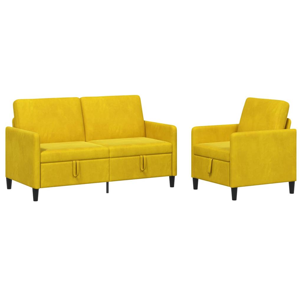 Sofa Set with Storage 2 pcs Yellow Polyester