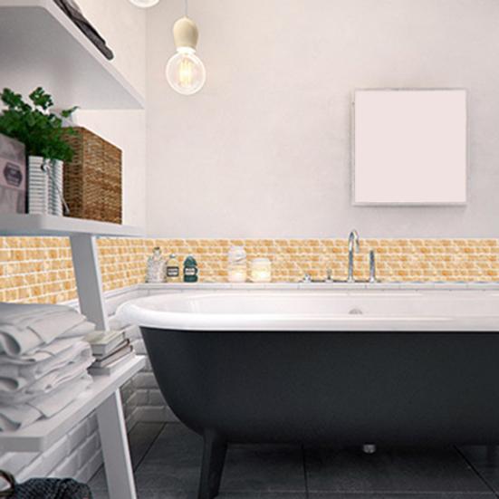 Removable Bathroom Wall Tiles Self-Adhesive PVC Tile Stickers, Waterproof Mosaic Pattern Decals for Kitchen Cover Defects Stickers Home Decor,