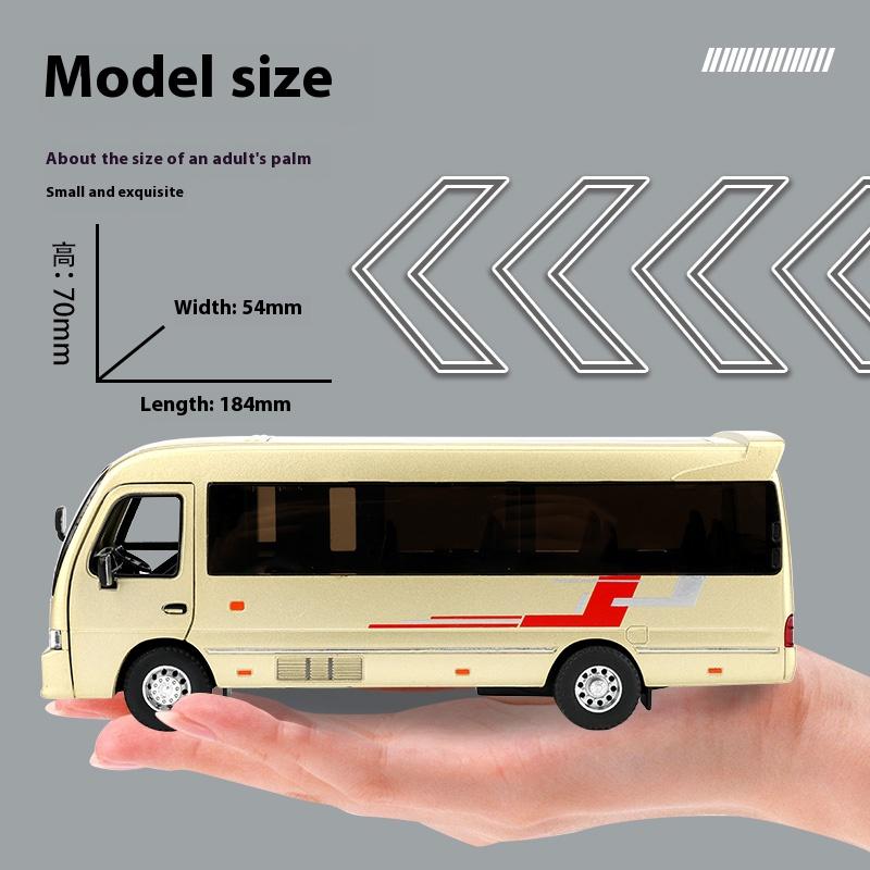 1/32 Scale Toyota Coaster Luxury Business Car Alloy Metal Die Cast Model Car Sound & Light Children Toy Gift for Kids Boy Present