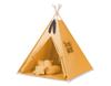 Children's TIPI Tent + Mat + Pillows + Feather Pendants - Mustard