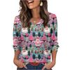 Women's Fashionable Casual Christmas Printed V-neck Top