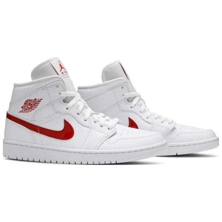New JORDAN 1 Mid White University Red Women's BQ6472-106