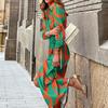 New Shirt Printing Pattern, Bright and Vibrant Lapel Dress, Feminine Temperament, All-match Commuter 8079