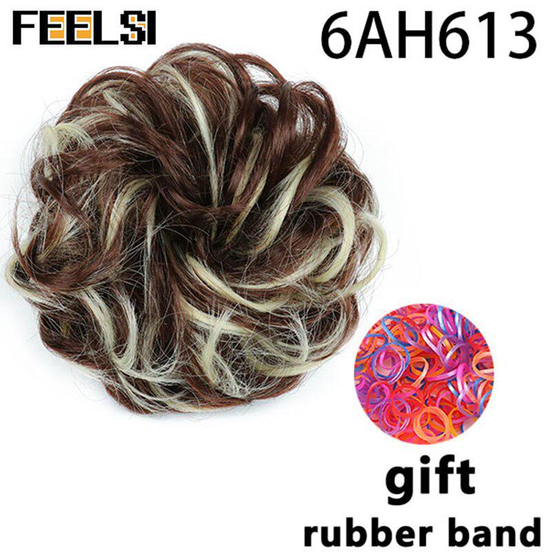 Chignon ondulat de damă cu bandă elastică de cauciuc Scrunchie sintetic pentru păr înfășurat Coc dezordonat posturi