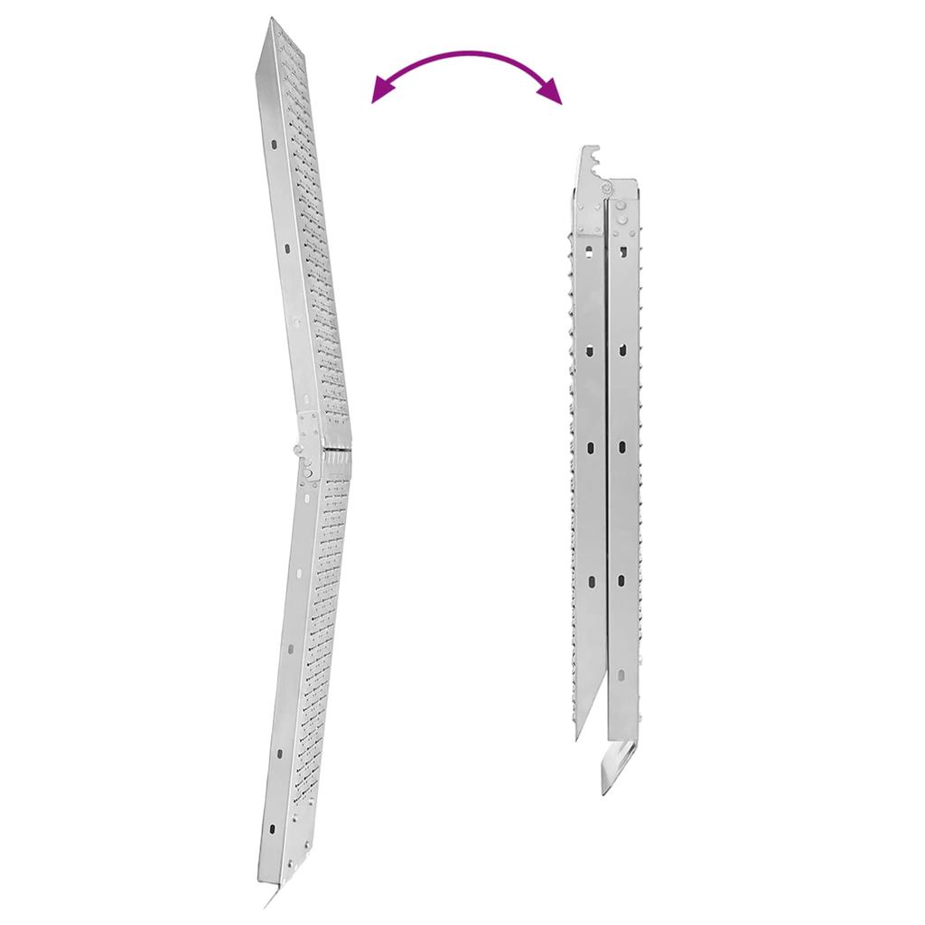 Rampa Pieghevole Capacità di Carico 200 kg per Rampa 2 pz Argento 166 x 23 x 4,5 cm
