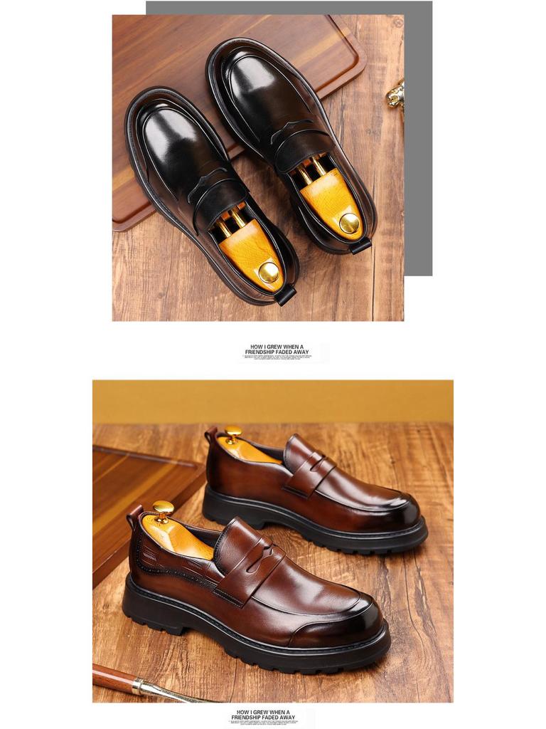 Pánské mokasíny z pravé hovězí kůže, ležérní business boty se silnou podrážkou