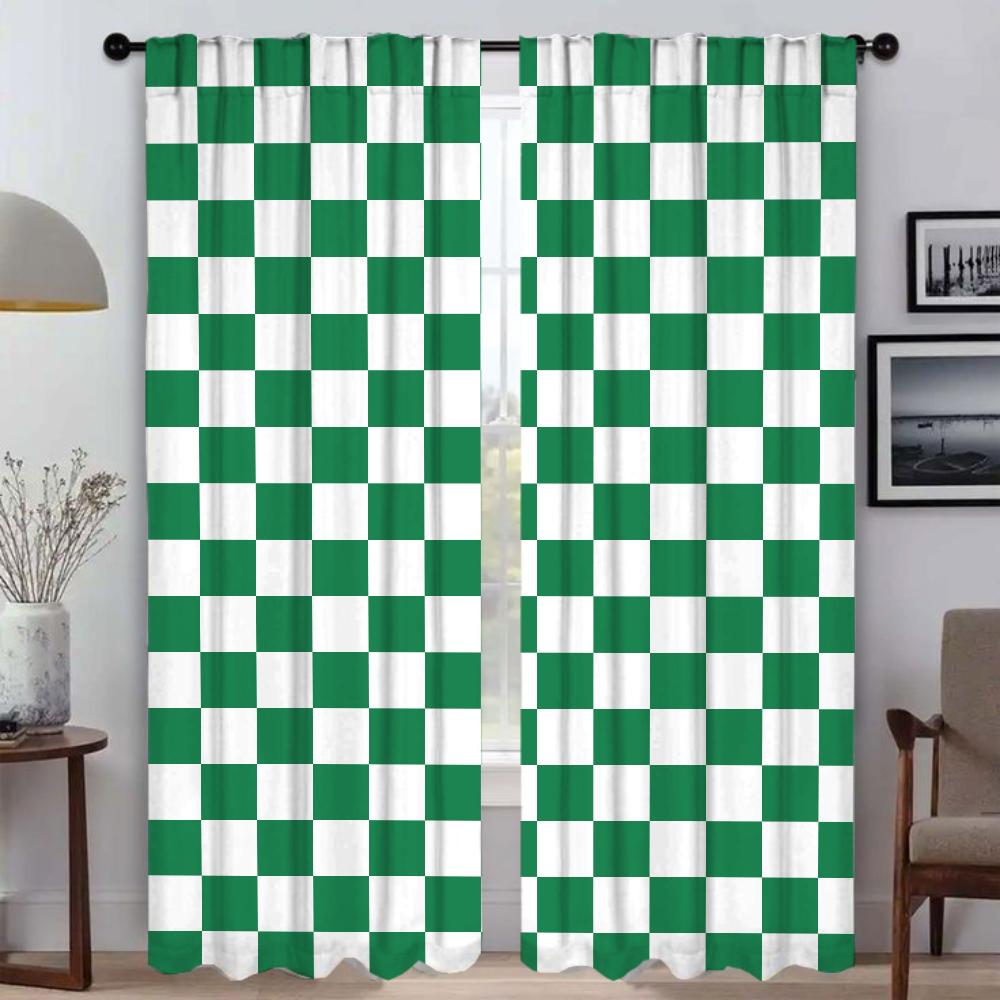 Blackout Curtains 2 Pieces Grid Partition Halloween Decoration Curtains Child Room Window Curtain for Room 2 Panel Living Camera
