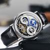 Fashion ONOLA Men Automatic Mechanical Watch Men Stainless Steel Skeleton Wristwatch Men Leather Strap Watch