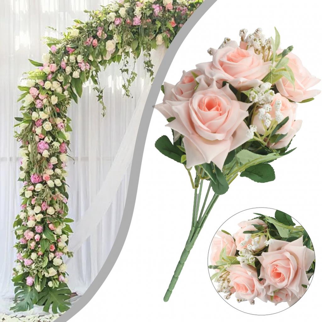 7 Heads Silk Rose Flowers Bouquet Decoration for Home Office and Wedding
