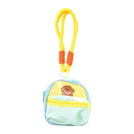 Small Coin Purse for Girls Purse, Macaron Style Mini Backpack Pendant with Lanyard, Lightweight Durable Fabric Pouch Double Zippered Compartments
