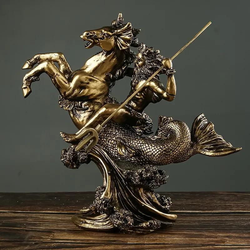 

Ancient Greek sea god Poseidon resin sculpture,Nodic retro Home Decor imitation copper creative antique Figurine Ornaments,gifts