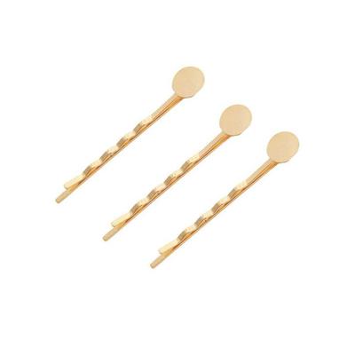 10 Pieces Metal Women Hairpin Portable Electroplated Waves Shape DIY Ladies Hair Clip Decoration with Round Base