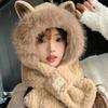 Plush Bear Hat Cute Face Small Windproof Warm Ear Protection Versatile Pullover Hat