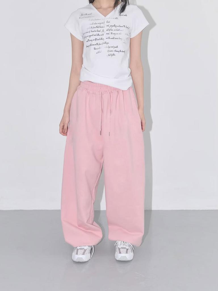 Trendige Damen-Sweatpants mit weitem Bein, Elastischer Bund mit Kordelzug, Entspannte Hose, Lässige Streetwear-Hose für den täglichen Gebrauch & zum Entspannen