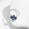 MODIAN 925 Silver Exquisite Flowers Finger Rings Royal Blue Water Drop Luxury Ring For Women Aniversary Fine Jewelry