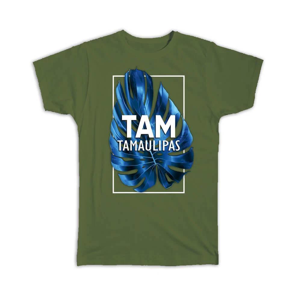 Gift T-Shirt : TAM Tamaulipas Mexico Blue Leaf Mexican Expat Country 4XL