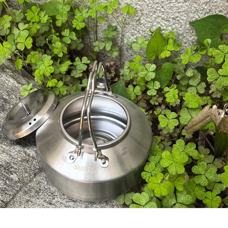 3-Piece 304 Stainless Steel Camping Cookware Set: Kettle, Frying Pan, Cooking Pot with Utensils