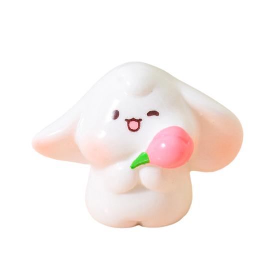 Mini Rabbit Figurines Cartoon Bunny Miniature Figures Tiny Resin Animal Fairy Garden Ornaments for Dollhouse DIY Micro Landscape