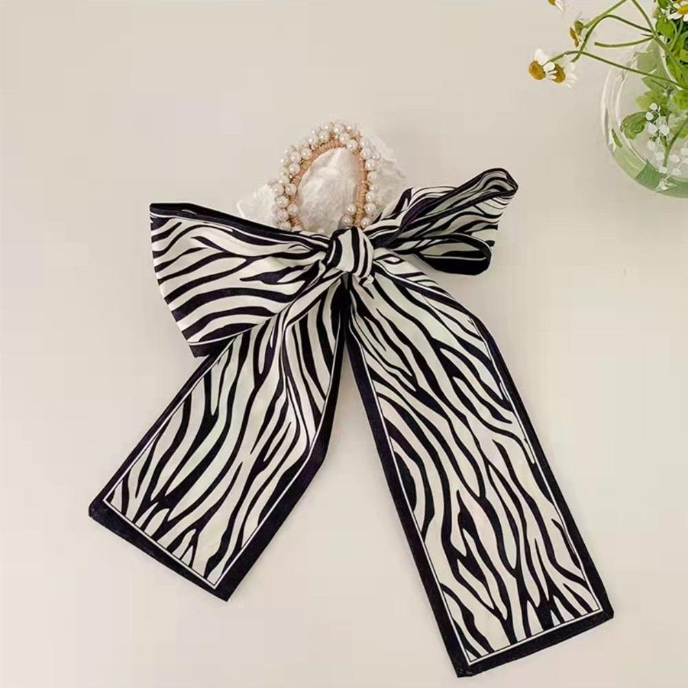 

Французская винтажная лента для волос с жемчужным шелковым принтом для женщин, модные эластичные ленты для волос, резинка для волос, аксессуары для волос