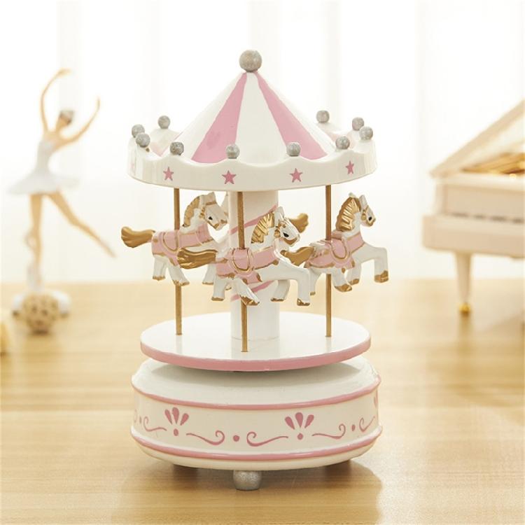 Hand Cranked Christmas Musical Carousels Box Ornament Wind Up Mechanism Music Box Ideal Gift Holiday Festives Decoration